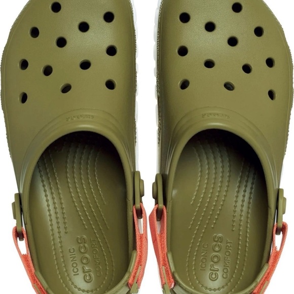 Crocs Olive Green and Orange Clogs - Men’s Size 7 - Picture 3 of 4